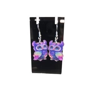 Purple owl earrings